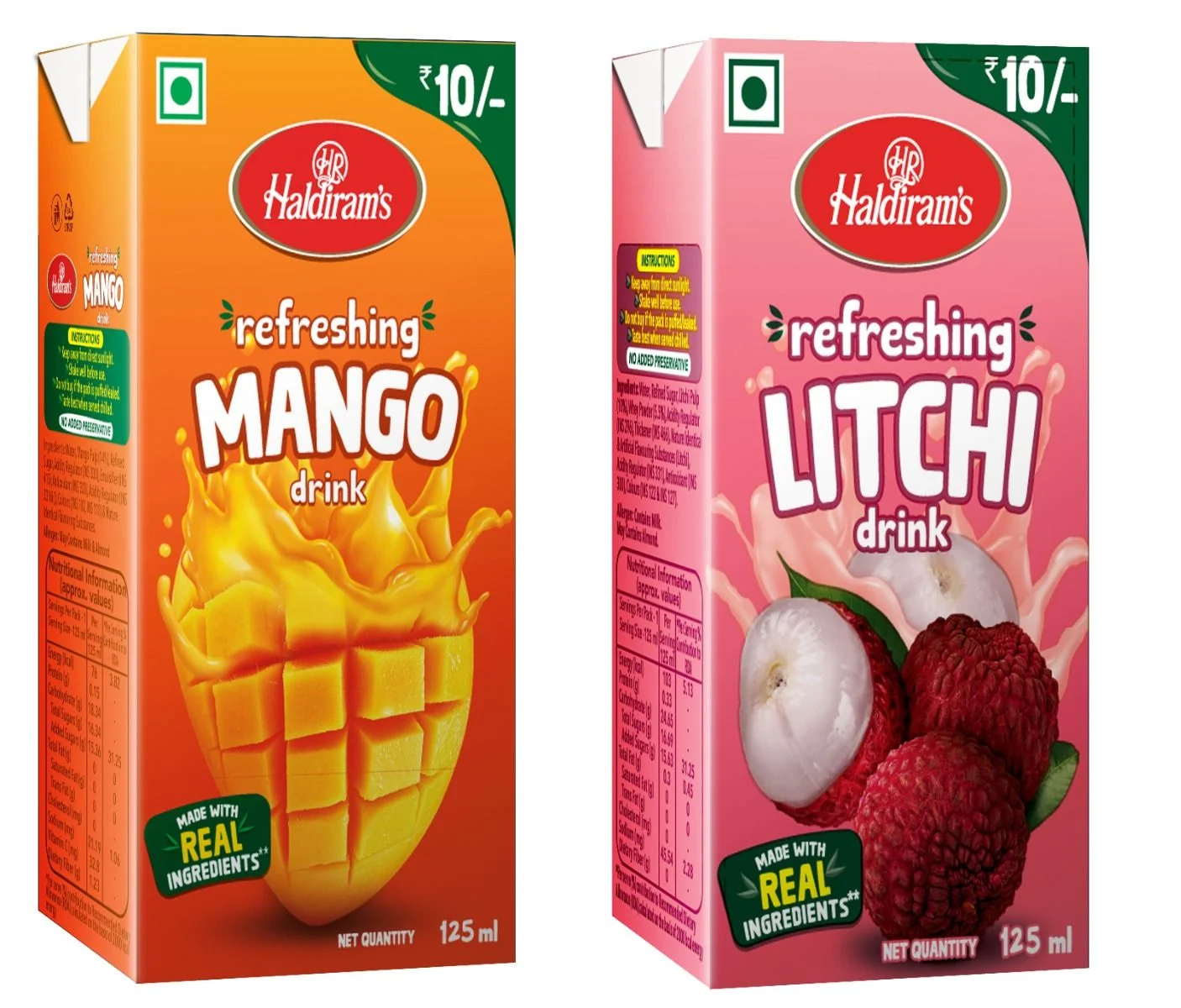 Litchi Drink & Mango Drink Combo Pack – (125ml – Pack of 20)